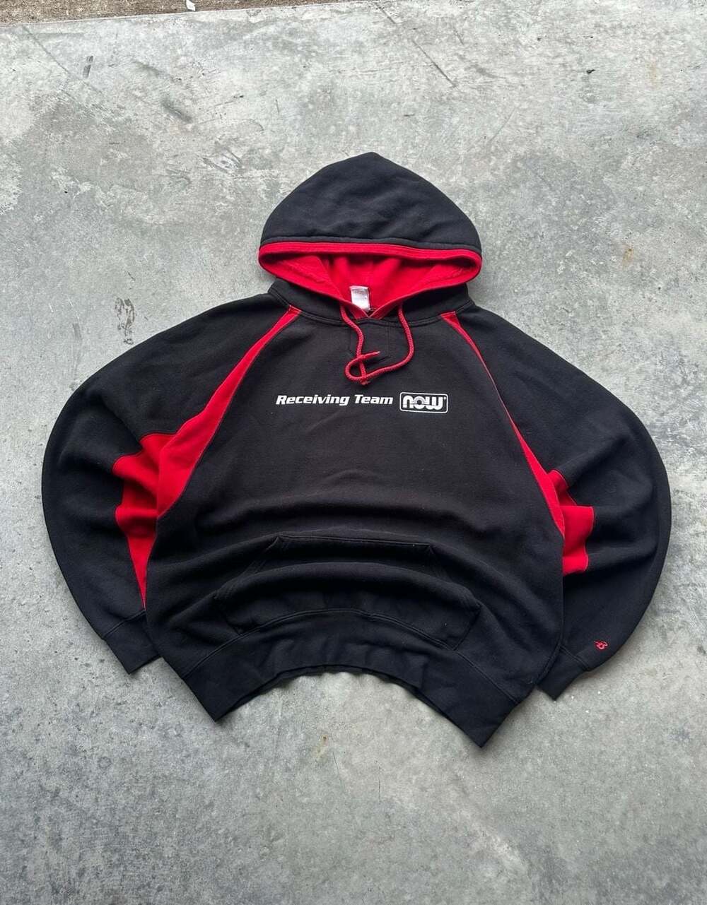 Badger Sport Receiving Team NOW Black and Red Colorblock Hoodie XL